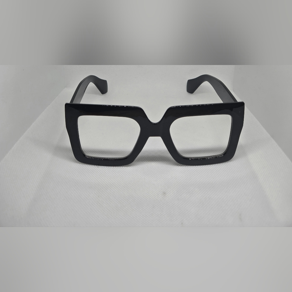 Oversized Black Square Eyeglasses – Bold Retro Statement Frames - Picture 2 of 6